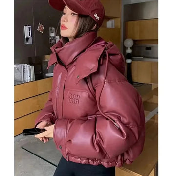 Saashi Hooded Down Jacket Versatile Cotton Padded Parka Outerwear