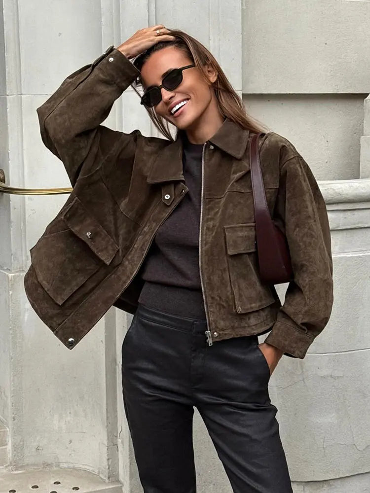 Saashi Vintage Lapel Zip Coat