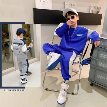 SaashiBoys Tracksuit Set: Cotton Hoodies Tops + Pants, Children Sportswear