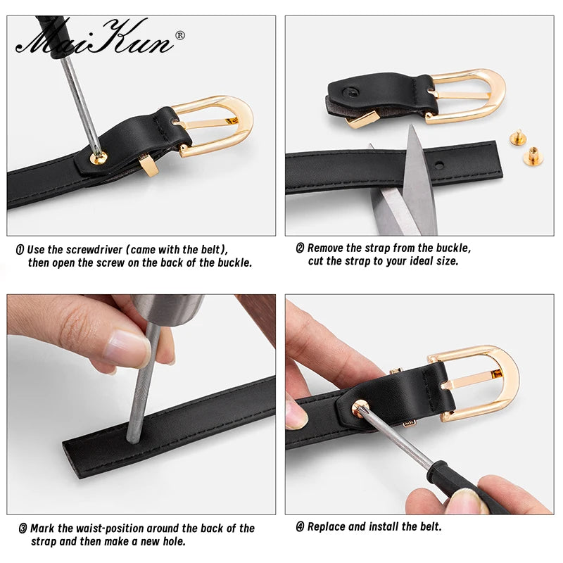Saashi Slim Gold Buckle Belt