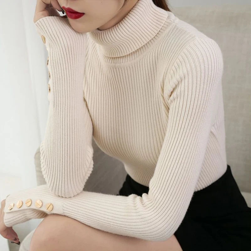 Saashi Button Detail Turtleneck Sweater