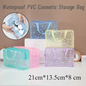 Saashi 5 Color Waterproof PVC Cosmetic Storage Women Transparent Organizer Makeup Pouch.