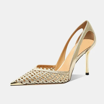Saashi Women's New Bling Pointed Toe Shallow Slip On Elegant Slingback Pumps.