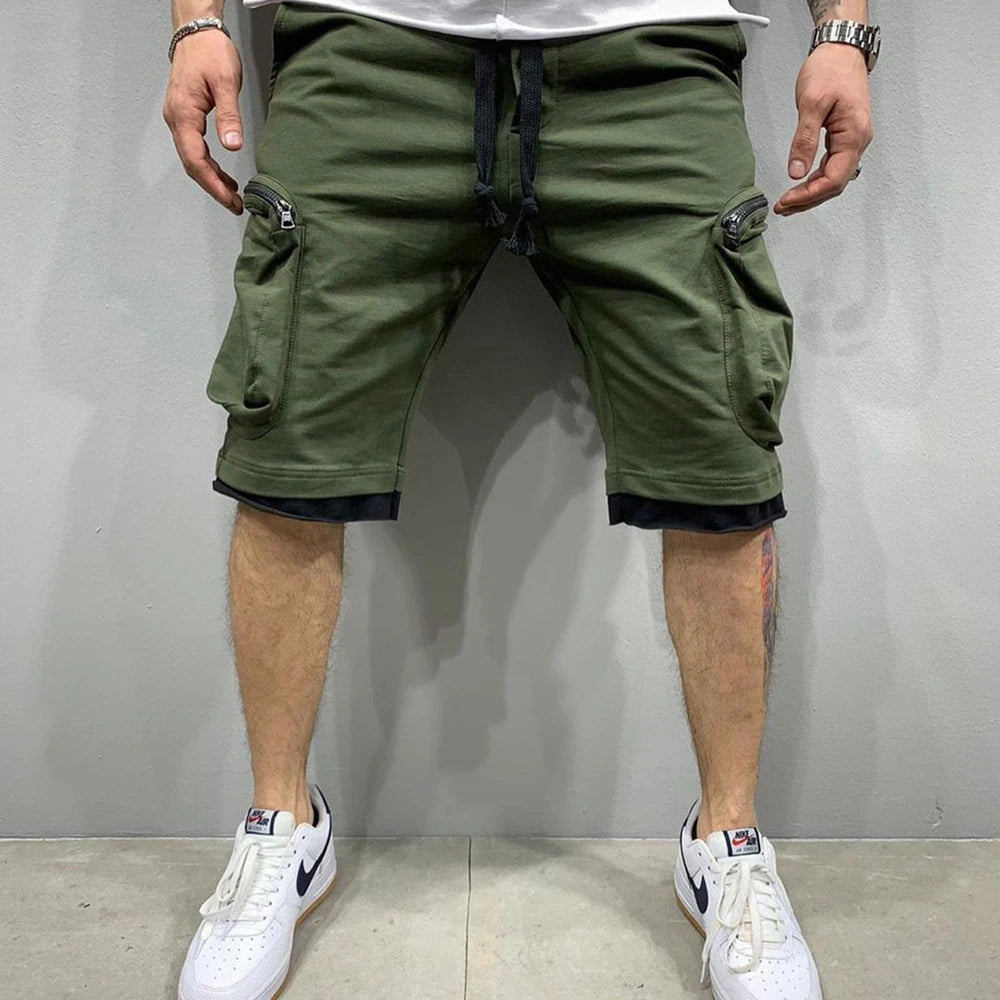 Saashi Mens Summer Cargo Shorts Cotton Workout Fitness Breathable Jogger Training Gyms.