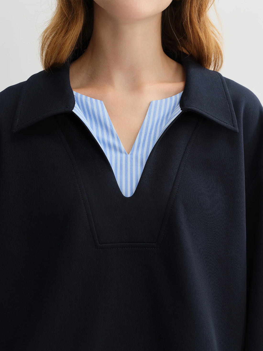 Saashi Plus Size Navy Blue Long Sleeve Sweater and Skirt Set for Women