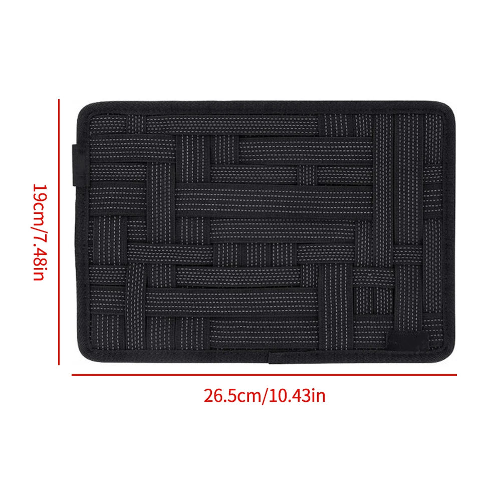 Saashi Labor Day Elastic Band Travel Organizer – Zipper Pocket Hanging Insert for Cables, Cosmetics & Accessories
