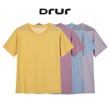 Saashi Seamless Athletic Running Top Short Sleeve Breathable Loose Yoga Gym Sports Tee with Back Mesh