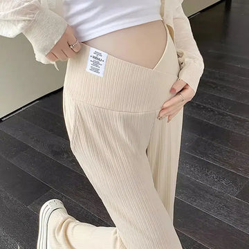 Saashi Maternity Straight Pants - Summer Thin Cool Cotton, Low Waist