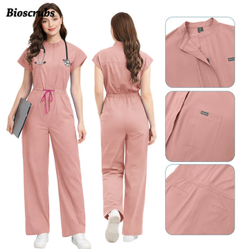 Saashi Labor Day Women’s Medical Jumpsuit – Beautician, Nursing & Clinical Workwear with Pockets
