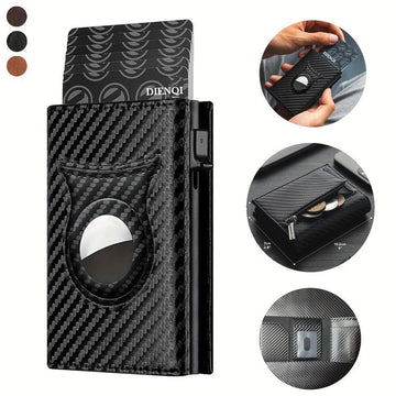 Saashi Anti Theft Carbon Fiber Credit Card Holder Minimalist Apple Airtag Wallet.