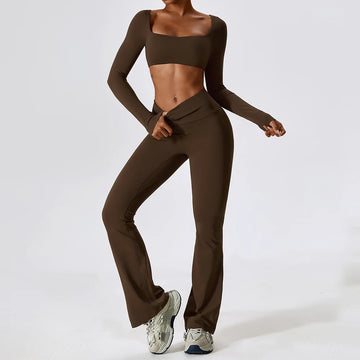 Saashi 2-Piece Fitness Tracksuit – Sports Top & High Waist Leggings
