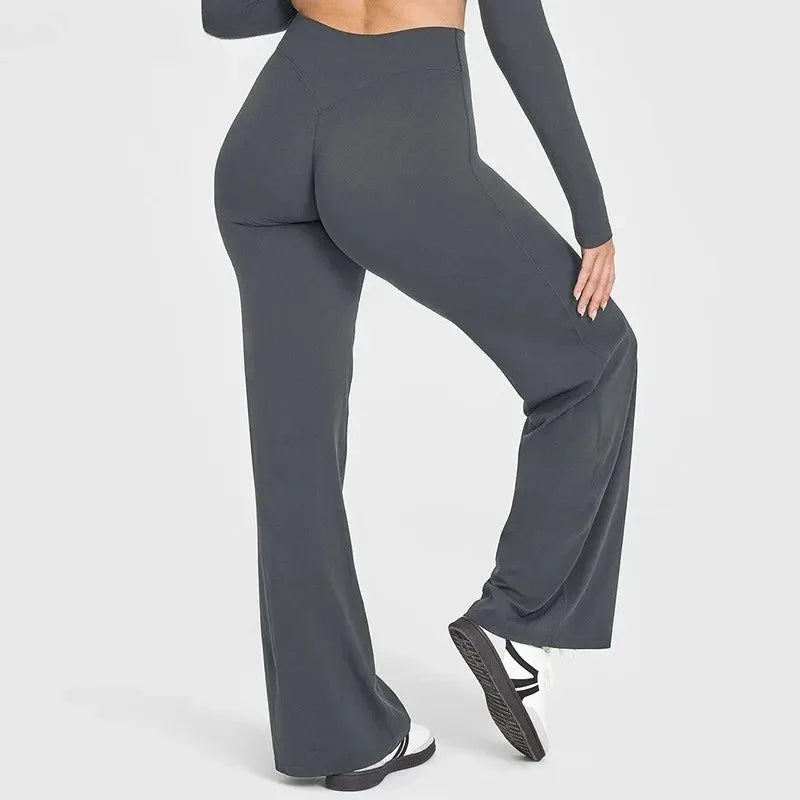 Saashi Women's Ultra Soft Butter Fabric Mid-Waist Straight-Leg Yoga Pilates Pants.
