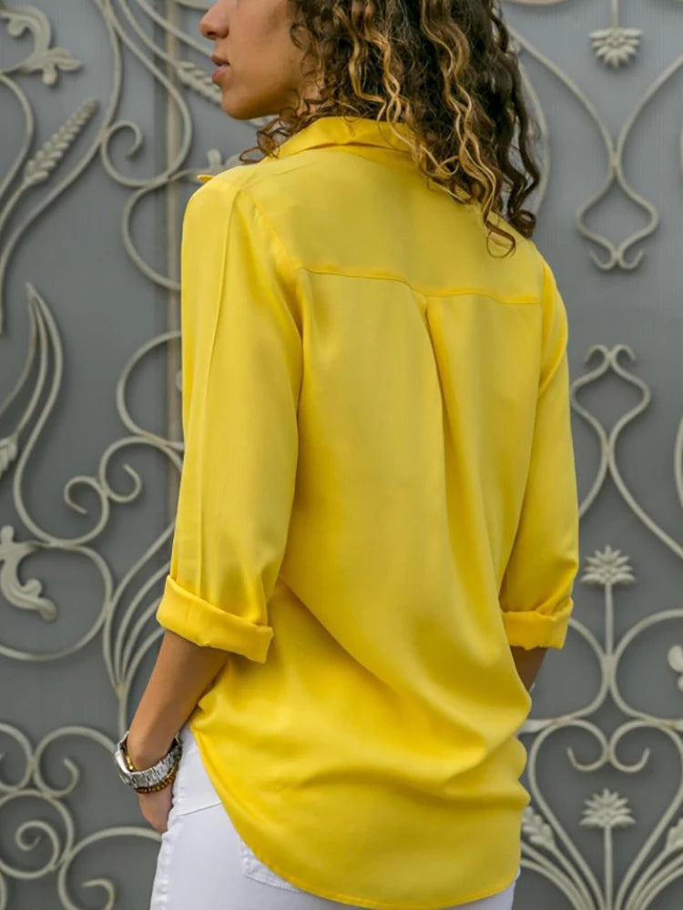 Saashi Oversized Chiffon V-Neck Blouse