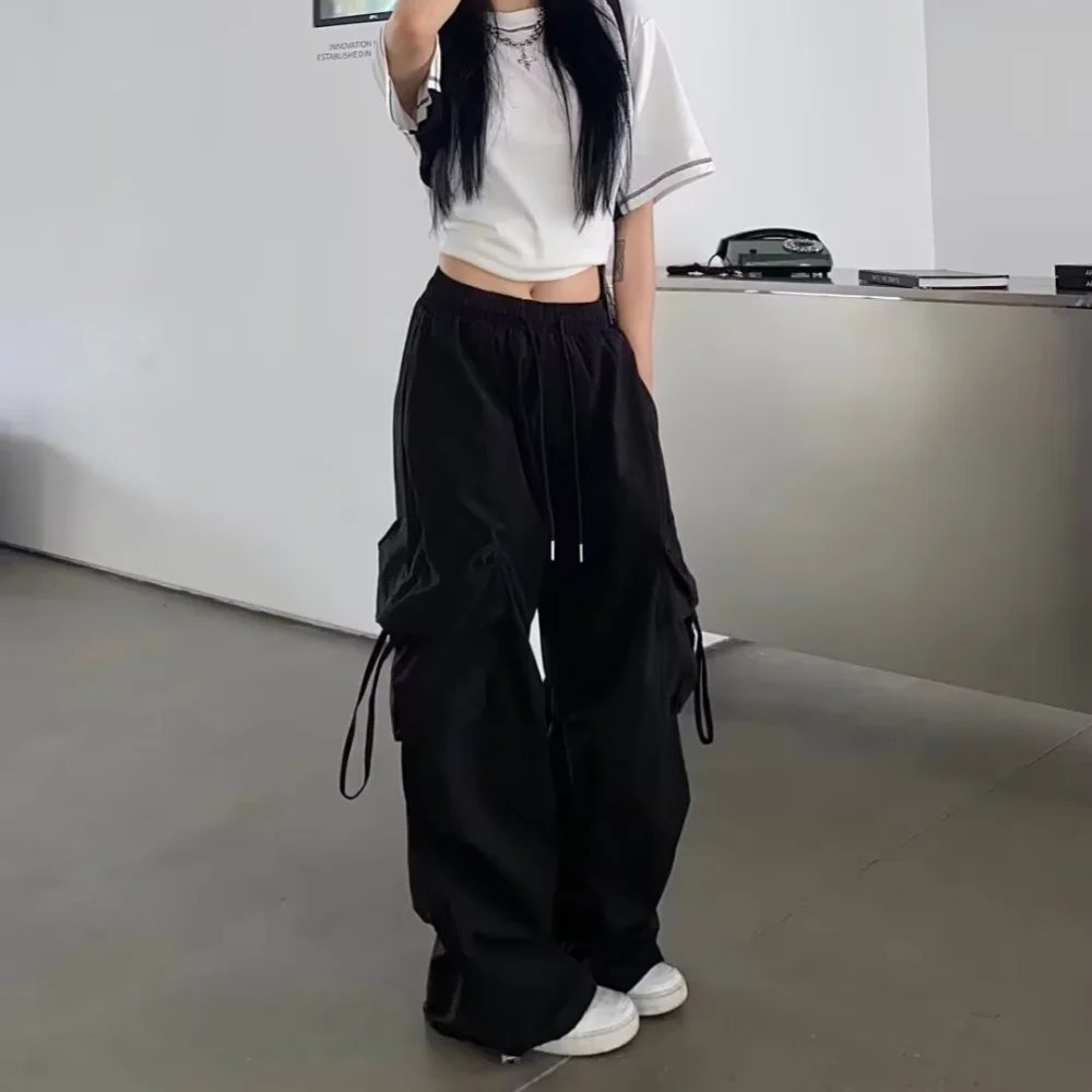 Saashi Women's Vintage Y2K Retro Hip Hop Wide Leg High Street Cargo Joggers.
