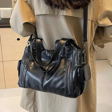 Saashi Women's Soft Interior Compartment Contrasting Colors PU Leather Crossbody Bag.