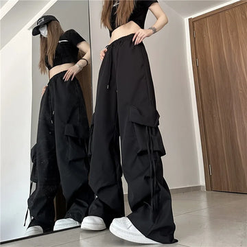 Saashi Women's Y2K High Waist Streetwear Hip Hop Big Pocket Cargo Pants.