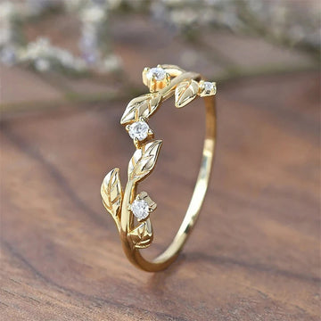 Saashi Crystal Leaf Statement Ring