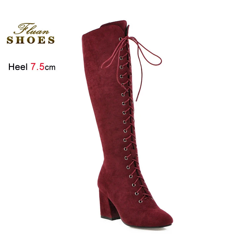 Saashi Lace-Up Suede Long Boots
