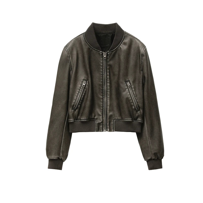 Saashi Vintage Leather Bomber Jacket