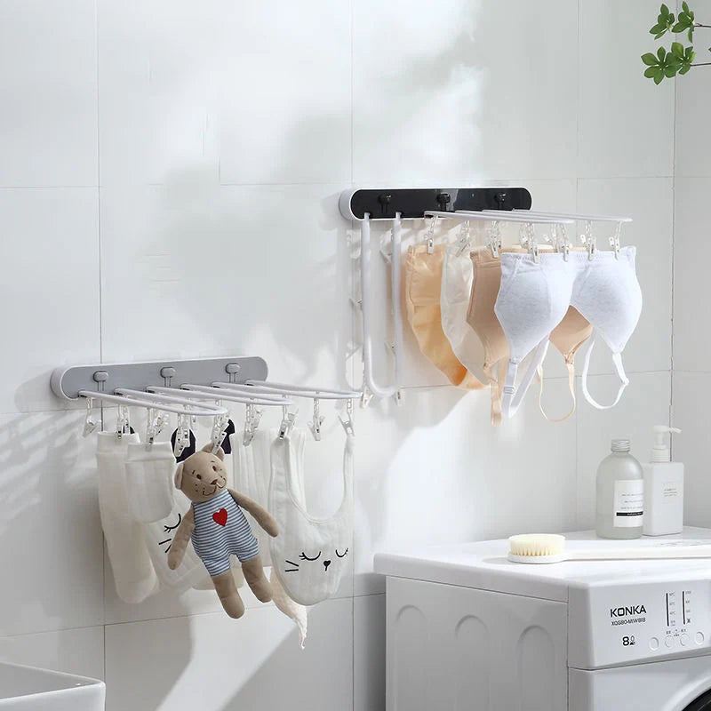 Saashi Multifunction Folding Drying Rack Punch-Free Coat Hanger Underwear Socks Rack Household.