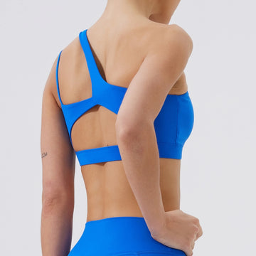 Saashi Womens One Shoulder Push Up Sports Bra Shockproof Breathable Yoga Gym Running Fitness Vest