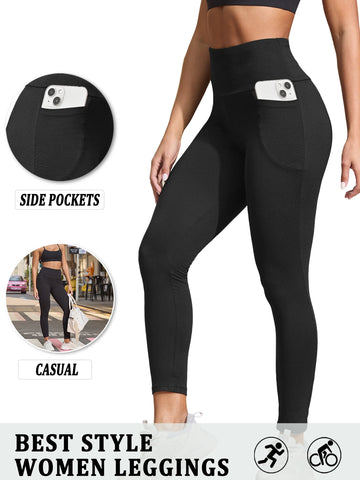 Saashi Women's Super Soft Leggings, High-Waisted with Pockets for Workout and Yoga