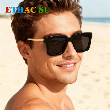 Saashi Sunglasses Men Classic Oversize Frame Square Luxury Brand Drive Hiking Cycling.
