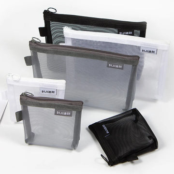 Saashi Travel Portable Mesh Visible Nylon Coin Bags Purse Large Capacity Toiletry.