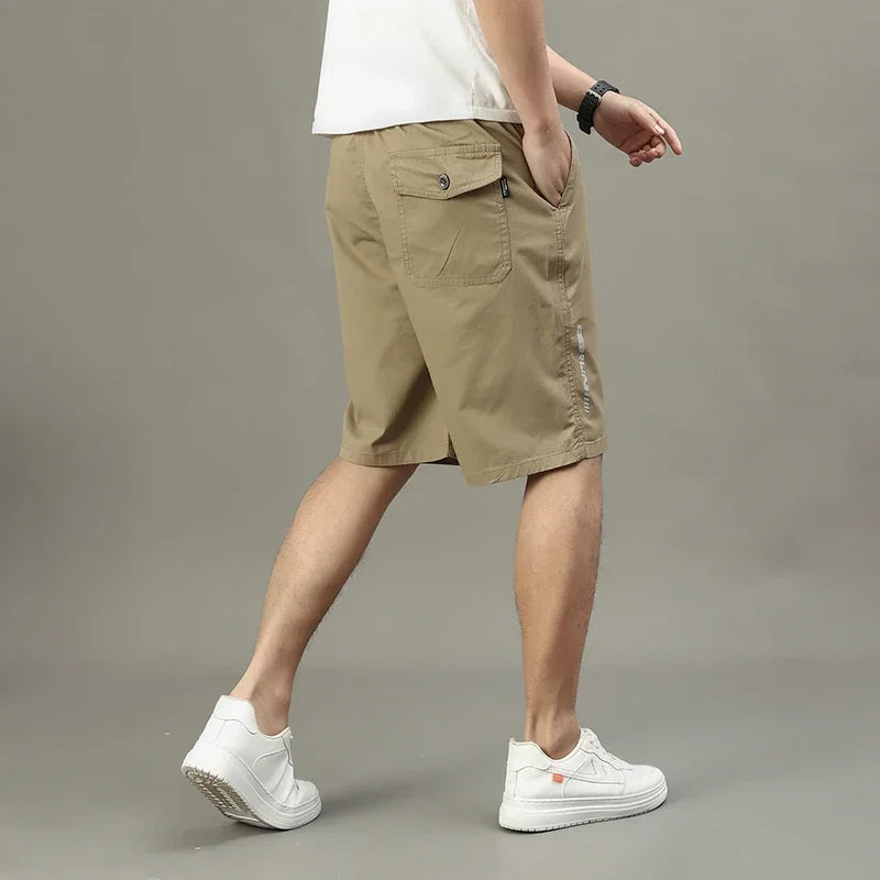 Saashi Men's Cotton Workwear Shorts Casual Fashion Loose Straight Army Green Cargo.