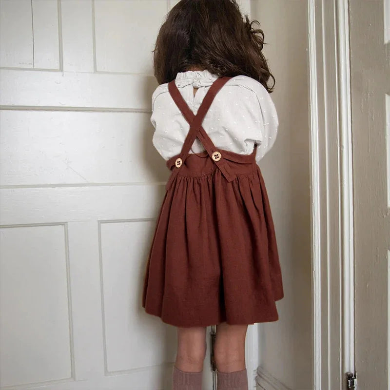 Saashi Girls Cotton Linen Strappy Japanese-Style Dress