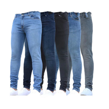 Saashi Solid Color Mid Waist Slim Fit Men's Jeans