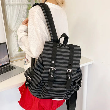 Saashi Retro Y2K Striped College Backpack