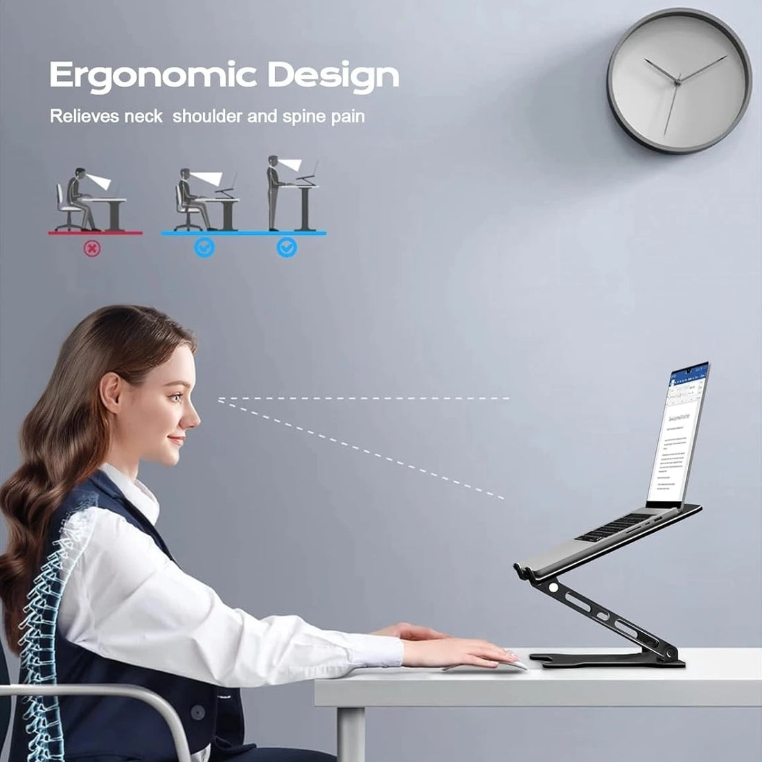 Saashi Labor Day Adjustable Aluminum Laptop & Tablet Stand – Portable Foldable Cooling Riser for Up to 17-Inch Devices