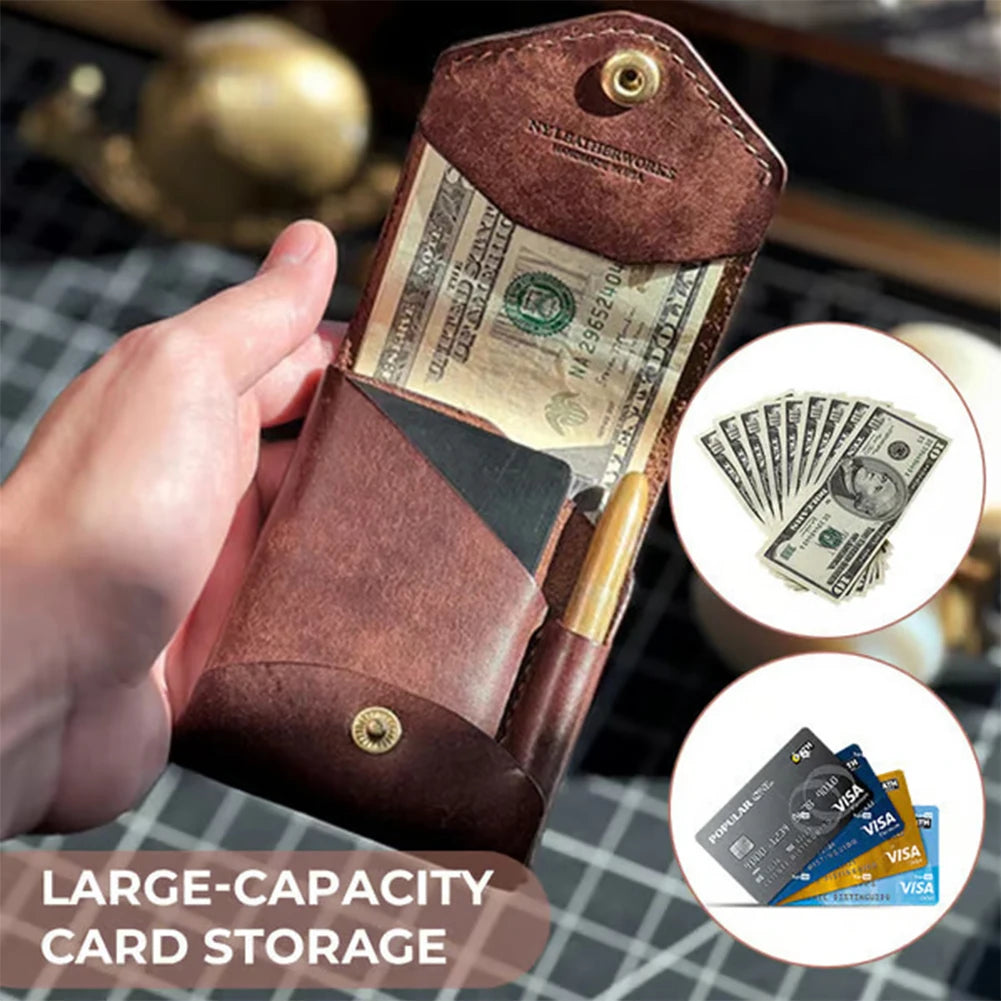 Saashi Bi-Fold ID Card Clip Case Slim Minimalist Wallet With Fountain Pen.