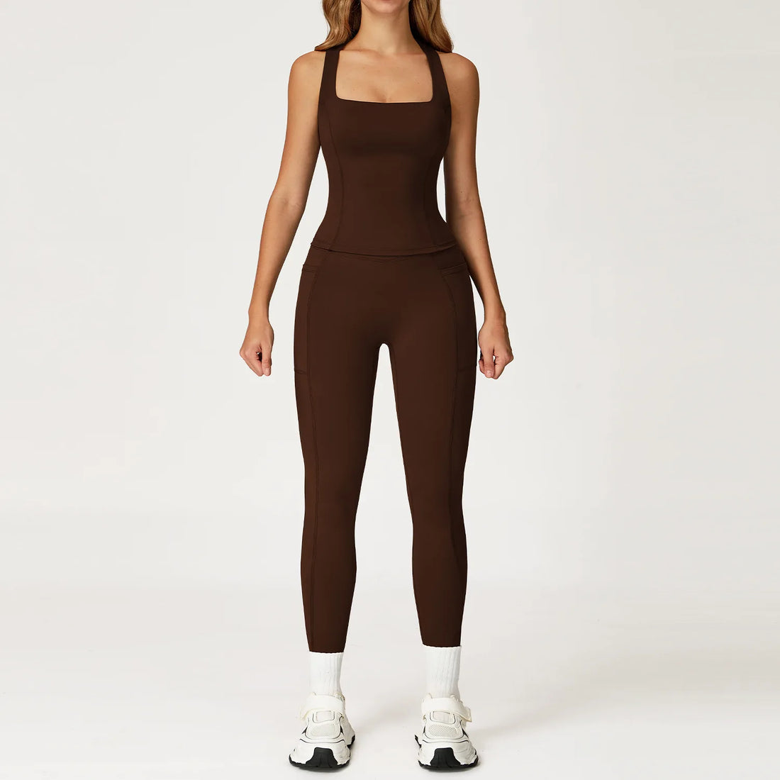 Saashi Women's Two Piece Yoga Tracksuit Push Up Bra High Waist Leggings.