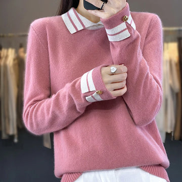 Saashi Women's 100% Cashmere Polo Pullover Sweater