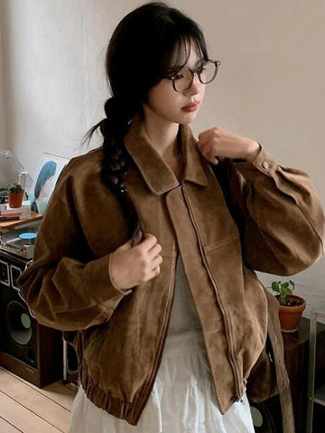 Saashi Faux Suede Biker Jacket