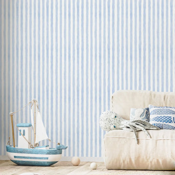 Saashi Baby Blue Striped Wallpaper (Peel & Stick)
