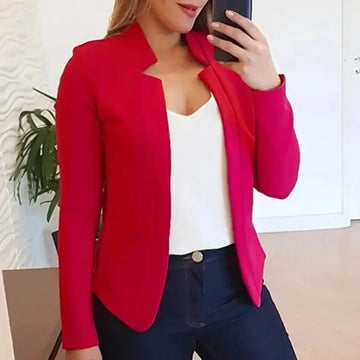 Saashi Women's Spring Long Sleeve Thin Open Stitch Basic Office Lady Blazer.