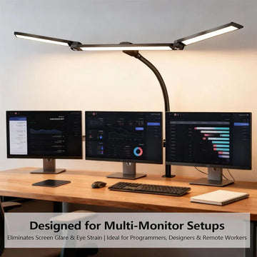 Saashi Labor Day Eye-Care LED Desk Lamp – Stepless Dimming Flexible Gooseneck Clamp Light for Study & Work