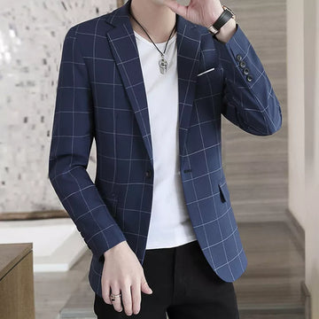 Saashi Men's Casual Business Plaid Slim Fit Blazer
