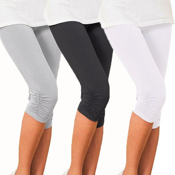 Saashi Women's High-Waist Sporty Leggings, Quick-Dry 3/4 Shorts for Summer