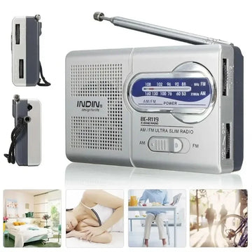 Saashi Mini FM Radio Portable Battery Operated AM FM For Emergency.