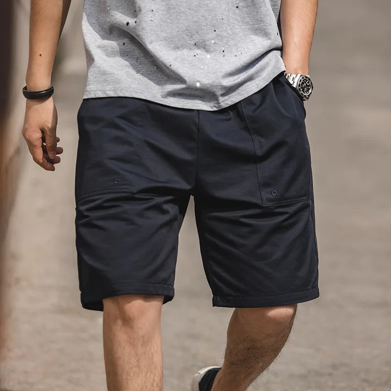Saashi Maden Vintage Khaki Canvas Shorts Men's Summer Slim Fit Straight Leg.