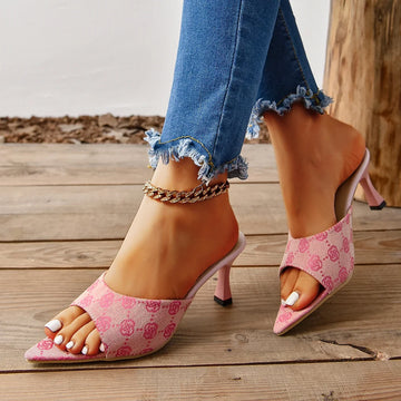 Saashi High Heel Slippers - Pointed Toe Slingback, Casual New Shoes