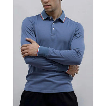 Saashi Men's Henley Neck Cotton Solid Color Long Sleeve Autumn Winter Top.