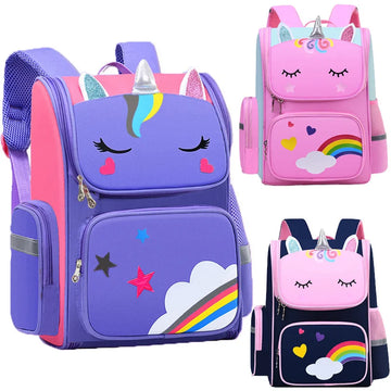Saashi Kid Backpack Girl Unicorn Children Bookbag Rainbow Eyes School Bag Waterproof.