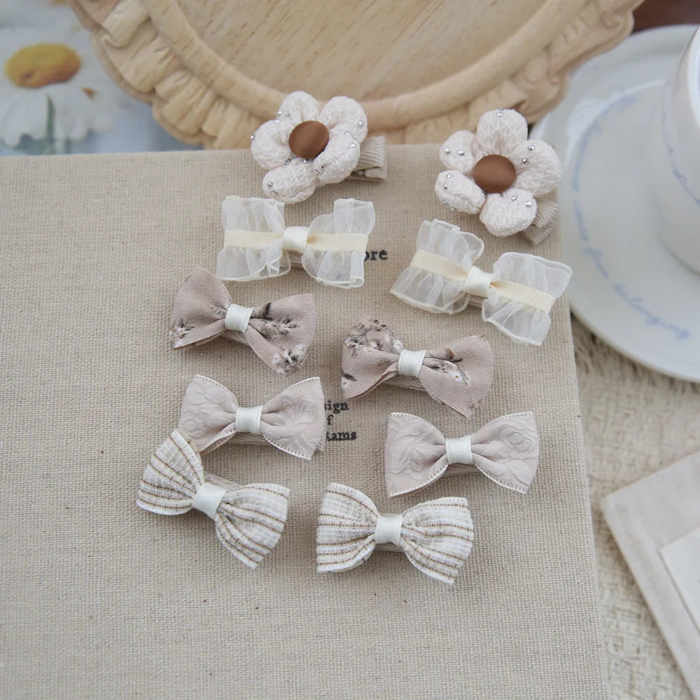 Saashi Baby Girls Full-Coverage Bow Hair Clips – Cute Fabric Headwear & Hair Accessories, 10-Piece Set