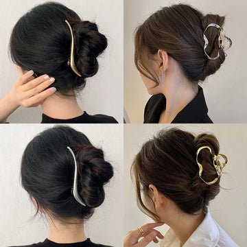 Saashi Fashion Elegant Gold Color S-shaped Metal Hairpins Hair Claw Women Korean.