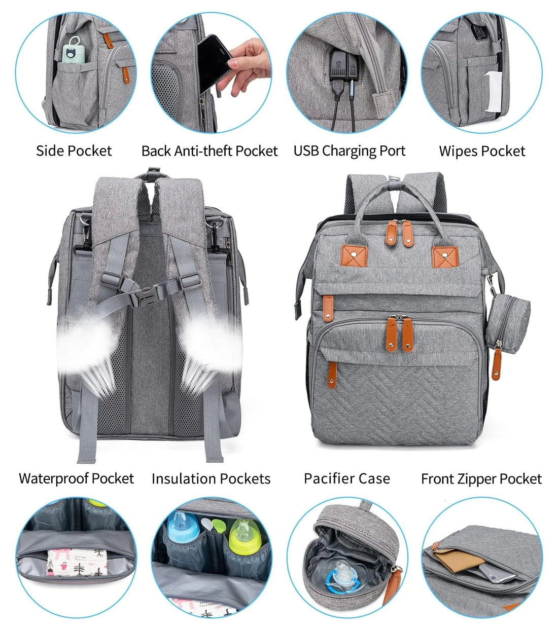 Saashi Baby Changing Backpack with Foldable Cot and Mat